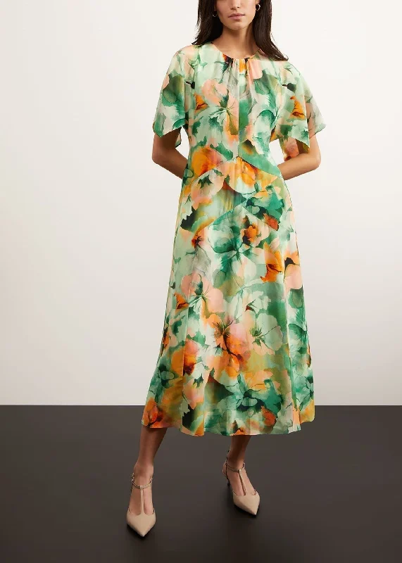 Rosemoor Silk Dress 0124/5286/9023l00 Green-Orange Tunics Top rated