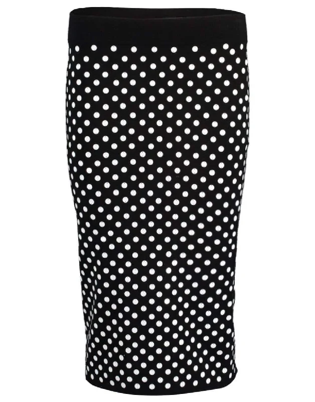 Paillette Knit Polka Dot Skirt zip skirt side