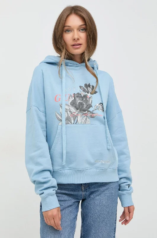 Guess Cassiopea Hooded Floral Print Sweatshirt Hoodie with Hem Lace Feminine Delicate Guess Cassiopea Hooded Floral Print Sweatshirt Hoodie with Hem Lace Feminine Delicate