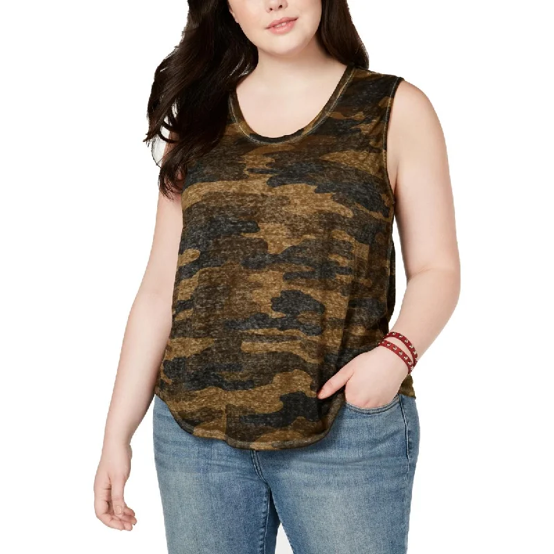 Plus Womens Camouflage Sheer Muscle Tank comfortable tank top