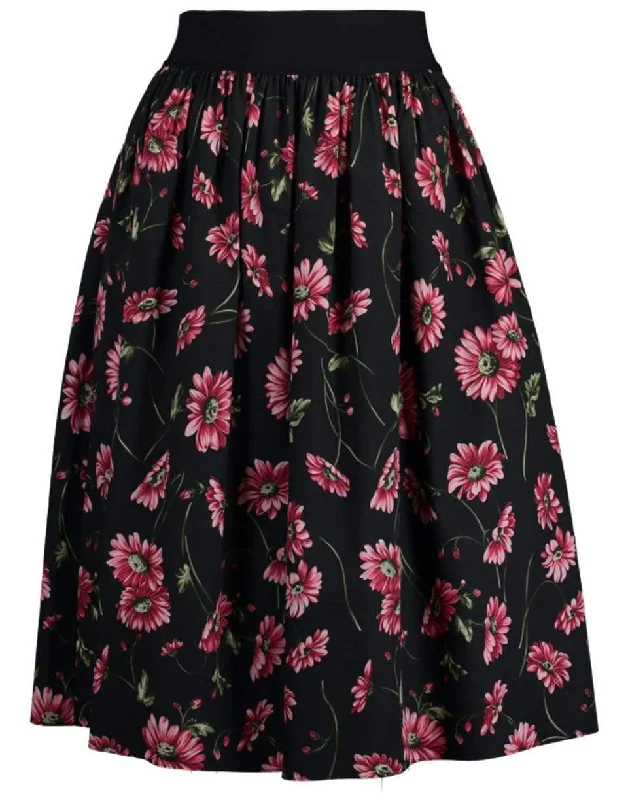 Floral Print Midi Skirt wool skirt sturdy