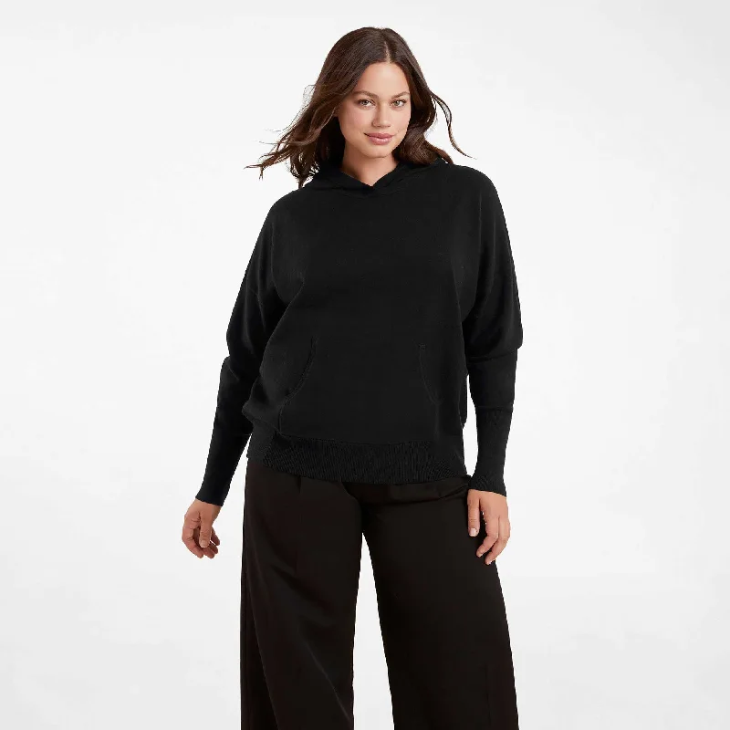 Luxe Knit Hoodie | Black Hoodie with Velcro Closure Adjustable Secure