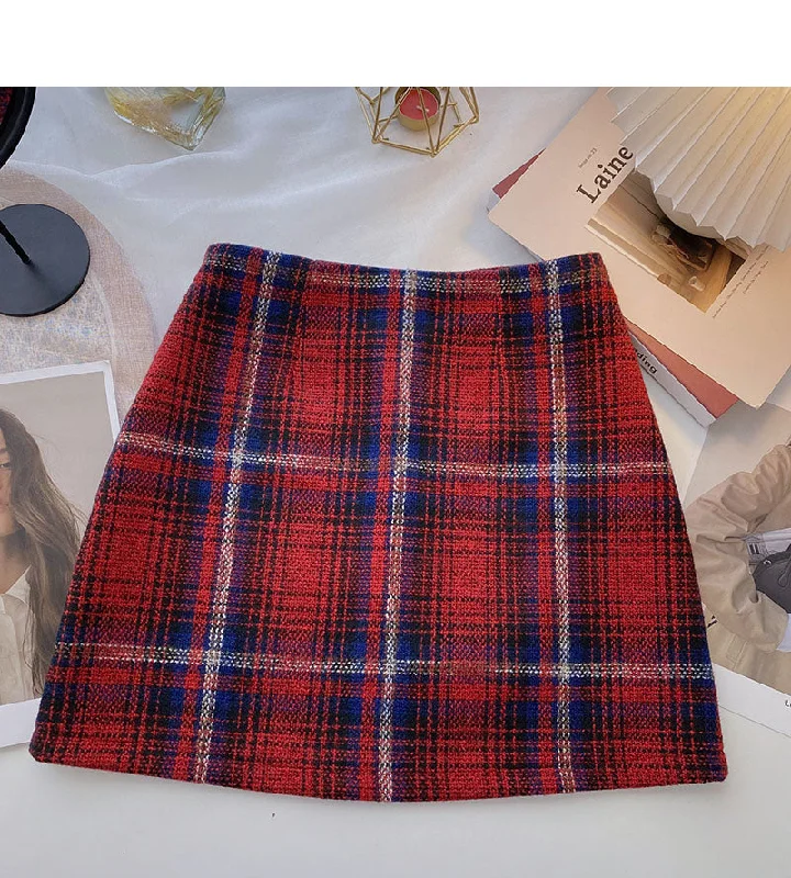 Korean fashionable age reducing Retro High Waist Skirt  5546 wool skirt warm