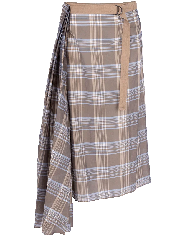 Cotton Wrap Plaid Skirt linen skirt natural