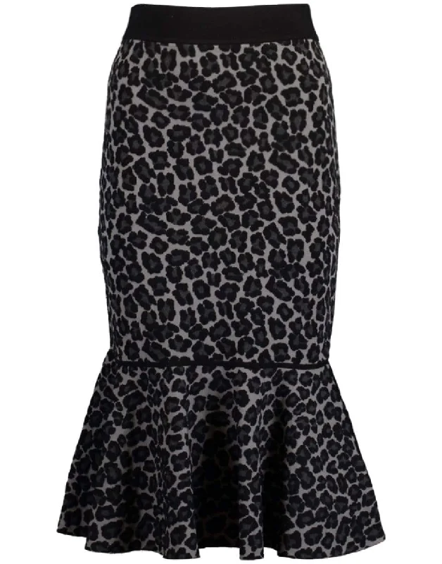 Charcoal Rumba Leopard Print Skirt elastic waist skirt