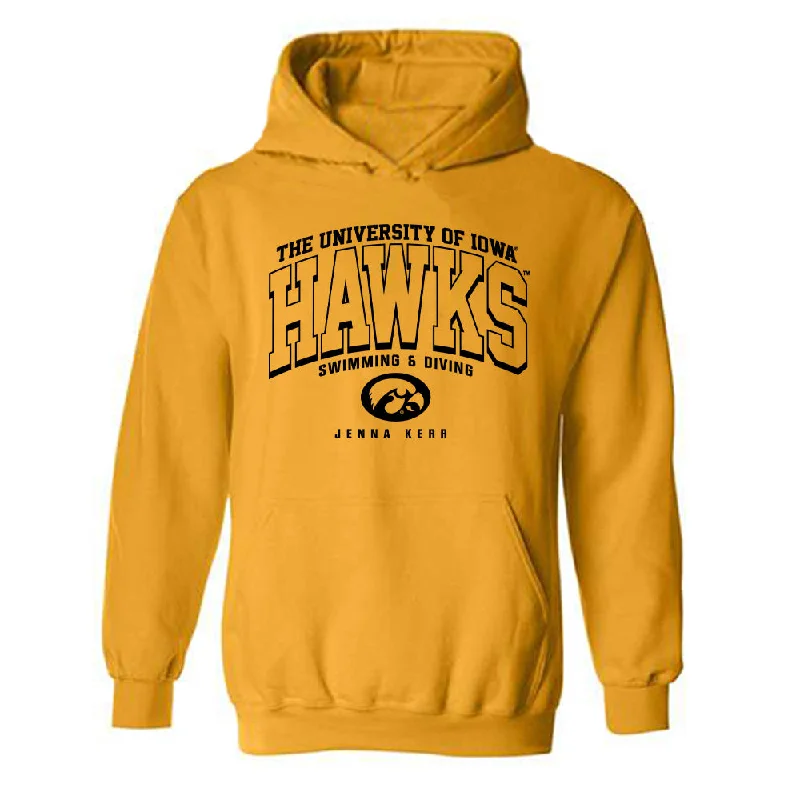 Iowa - NCAA Women's Swimming & Diving : Jenna Kerr - Classic Fashion Shersey Hooded Sweatshirt Hoodie with Back Slit Movement Comfort