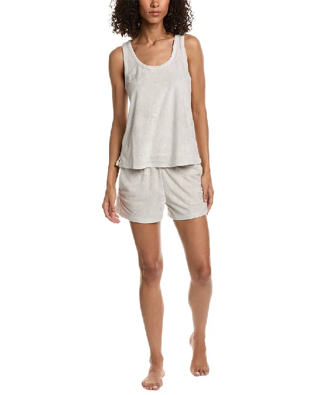 Barefoot Dreams 2Pc Cozyterry & Luxechic Mix Tank & Short Set sexy tank top