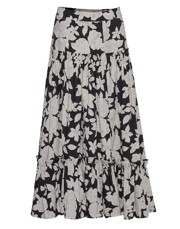 Black Floral Tisbury Skirt chiffon skirt airy