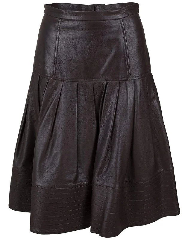 Yoke Waist Full Leather Skirt denim skirt classic