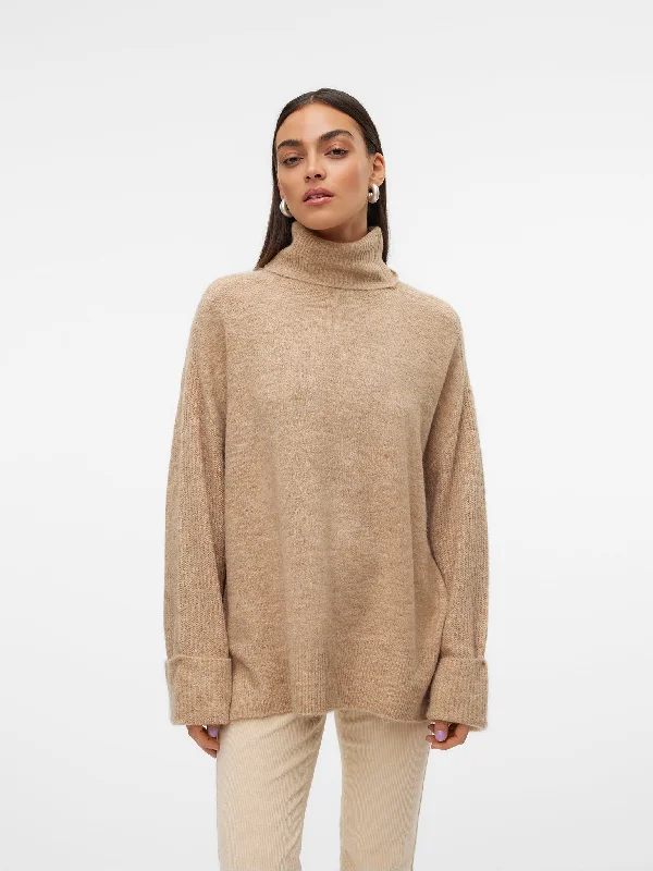 Γυναικεία μπλούζα πλεκτή VMJUPITER LS HIGHNECK PULLOVER BF 10309606 | 10309606 Boxy Neck Sweater