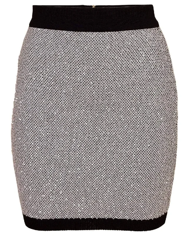 Sequined Mini Tweed Skirt breathable skirt fabric