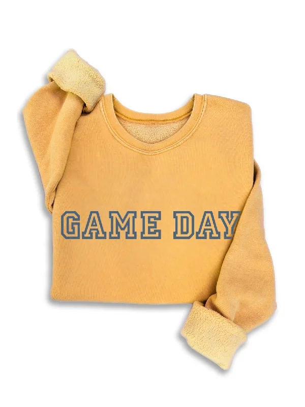 Game Day Puff Mineral Sweatshirt Hoodie with Tied Waist Feminine Flattering