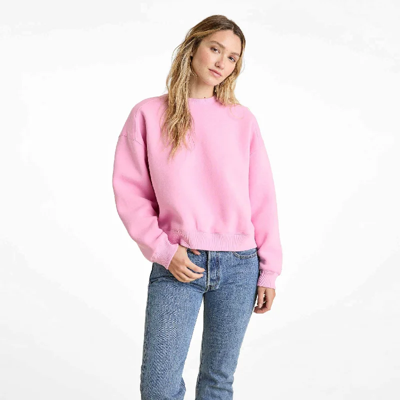 Classic Crewneck Sweatshirt | Bubblegum Pink Hoodie with Front Slit Layering Stylish Classic Crewneck Sweatshirt | Bubblegum Pink Hoodie with Front Slit Layering Stylish