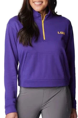 LSU Tigers Women's Columbia French Terry Half-Zip Pullover Turtleneck Warm Pullover