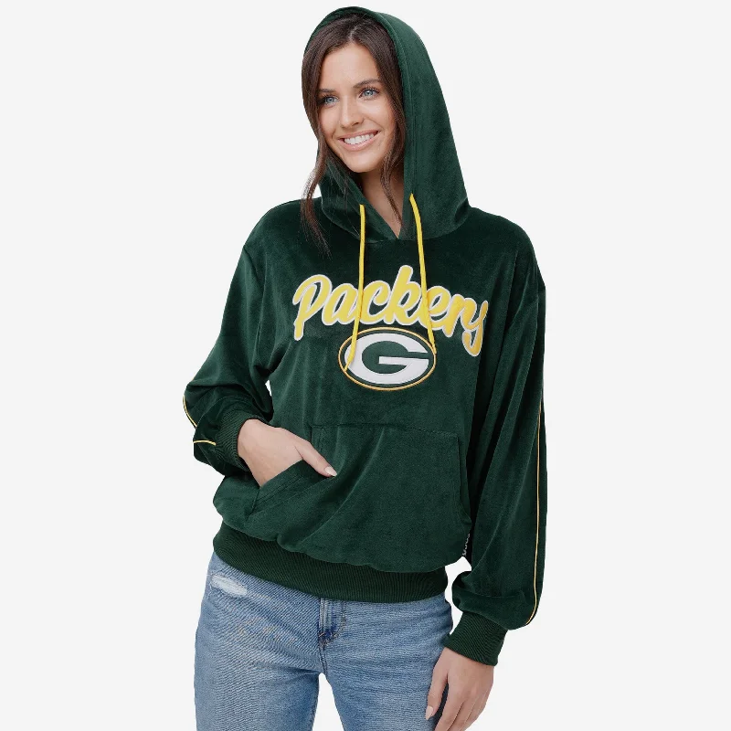 Green Bay Packers Womens Velour Hooded Sweatshirt Hoodie with Pattern Geometric Abstract Green Bay Packers Womens Velour Hooded Sweatshirt Hoodie with Pattern Geometric Abstract