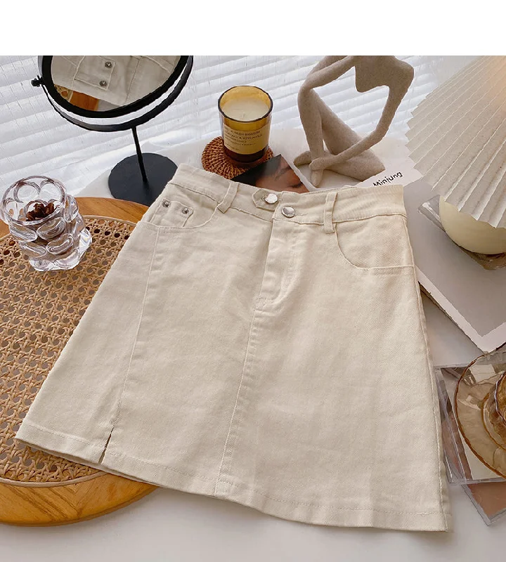 Minority design split A-line solid color high waist thin short skirt fashion  5606 ribbed skirt waist