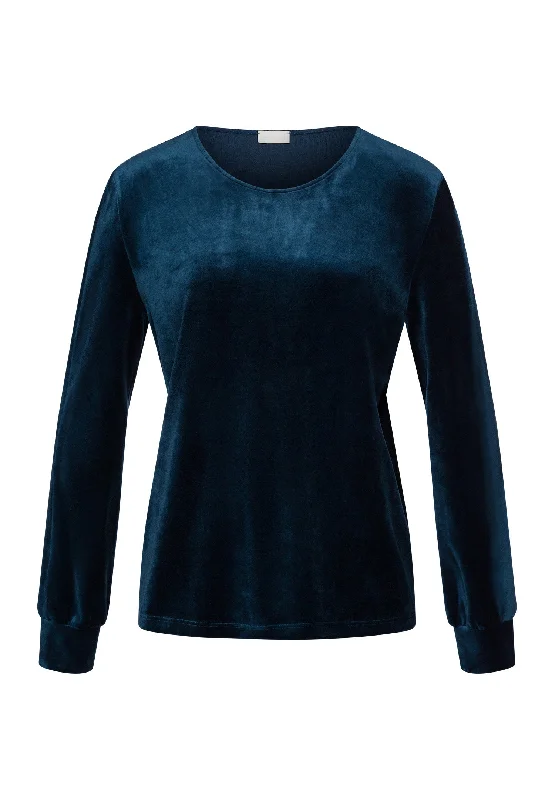 Favourites Velvet Round Neck Pullover | Mystic Blue 78855-1652 Fleece Warm Pullover