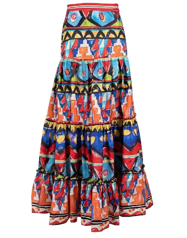 Habiba Abstract Maxi Skirt corduroy skirt cozy