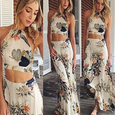 Beach Dress Women Casual Loose Blackless Flower Patchwork Lace Straps Long Maxi White Dress