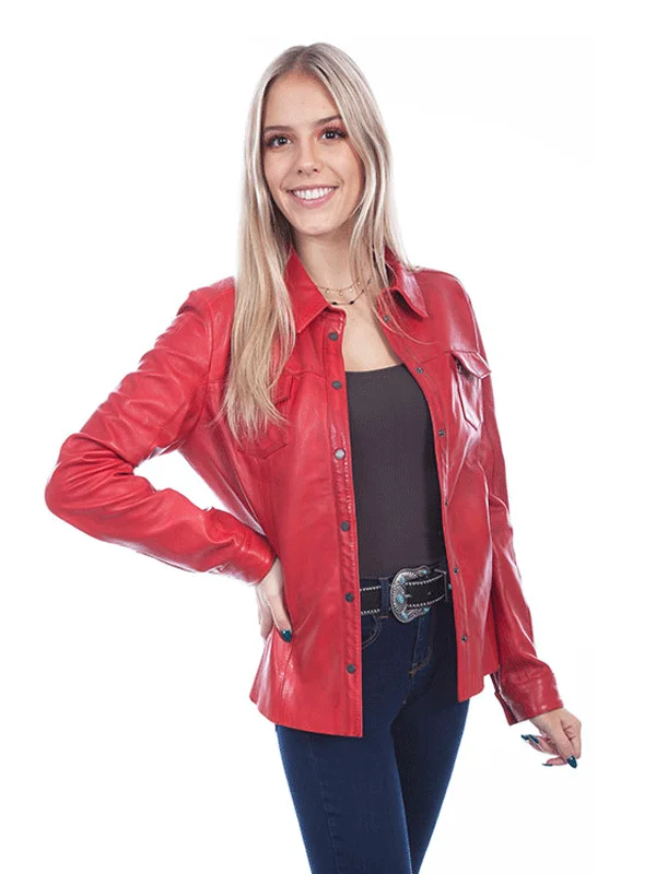 Scully L1024-97 Womens Contemporary Lamb Leather Jacket Red Cotton Jacket Linen Jacket Terry Jacket