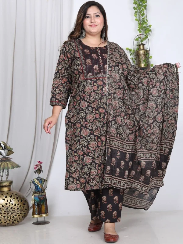 Swasti Floral Printed Regular Pure Cotton Kurta With Trousers & Dupatta Trousers versatile all-occasion