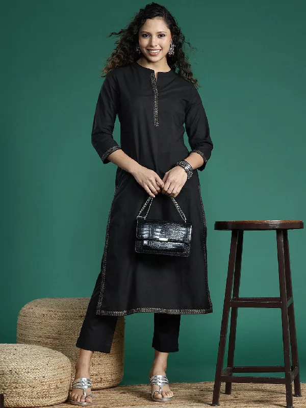 Sangria Pure Cotton Kurta with Trousers Trousers Low Rise Relaxed