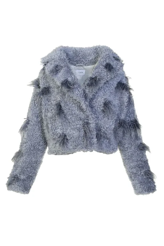 GRAY LLAMA FAUX FUR JACKET Fleece Jacket Down Jacket Parka