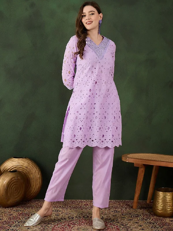 Sangria Embroidered Pure Cotton Kurta & Trousers Trousers Favorite Customer