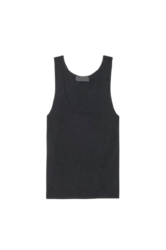 Etana Tank Sweater | Black Chenille Blend Fleece Blend Nylon Blend