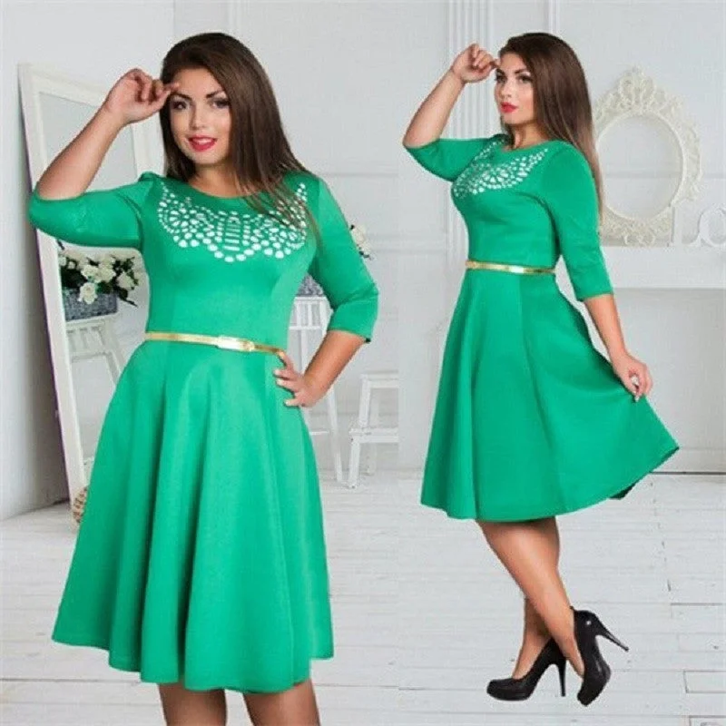 fashionable elegant women dresses big sizes plus size women clothing L-6xl dress casual o-neck A-Line slim female dress fashionable elegant women dresses big sizes plus size women clothing L-6xl dress casual o-neck A-Line slim female dress