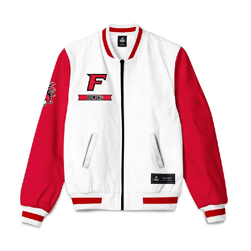 Fairfield - NCAA Women's Rowing : Grace McDonough - Bomber Jacket Rayon Jacket Velvet Jacket Corduroy Jacket Fairfield - NCAA Women's Rowing : Grace McDonough - Bomber Jacket Rayon Jacket Velvet Jacket Corduroy Jacket