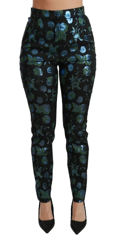 Dolce & Gabbana Floral High Waist Skinny Women's Trousers Trousers Office Stylish