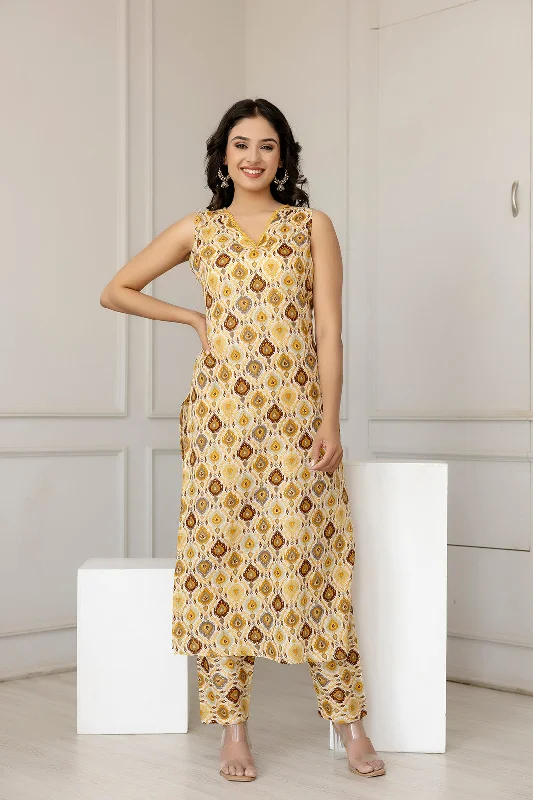 Women Multi Color Printed Straight Kurta With Trouser - Rasiya Trousers Running Lightweight Women Multi Color Printed Straight Kurta With Trouser - Rasiya Trousers Running Lightweight