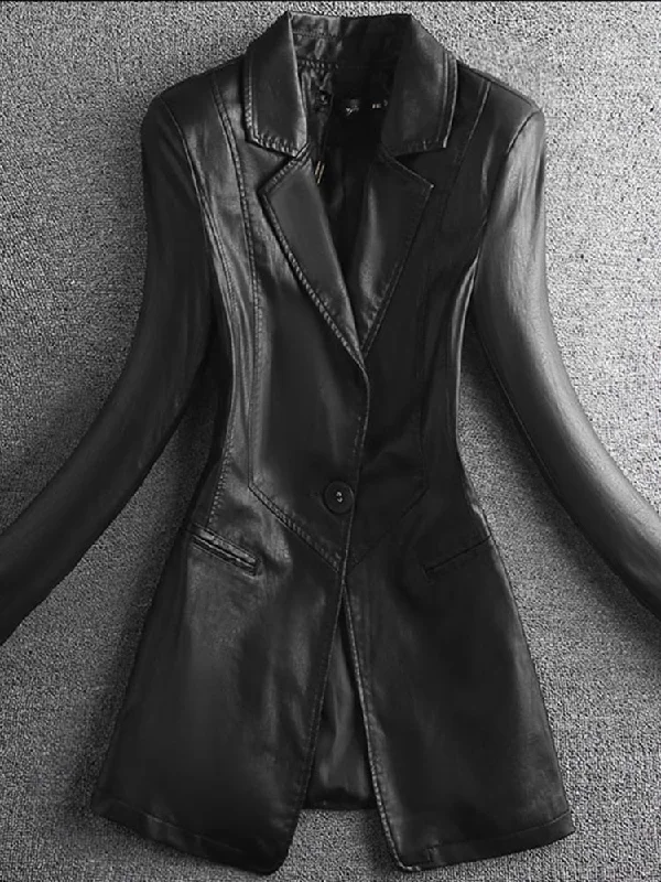 Lautaro Spring Elegant Black Light Soft Faux Leather Blazer Long Sleeve Slim Fit Luxury Women Blazers and Jackets Fashion 2021 Faux Fur Fabric Real Fur Fabric Shearling Fabric Lautaro Spring Elegant Black Light Soft Faux Leather Blazer Long Sleeve Slim Fit Luxury Women Blazers and Jackets Fashion 2021 Faux Fur Fabric Real Fur Fabric Shearling Fabric