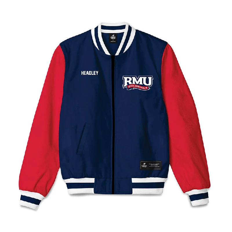 Robert Morris - NCAA Women's Rowing : Alyssa Headley - Bomber Jacket Welt Pockets Slit Pockets Flap Pockets Robert Morris - NCAA Women's Rowing : Alyssa Headley - Bomber Jacket Welt Pockets Slit Pockets Flap Pockets
