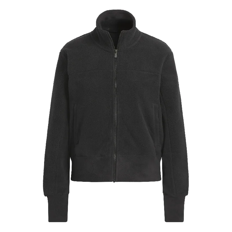 adidas Women's Full Zip Fleece Jacket - Black Toggled Jacket Drawstring Jacket Belted Jacket