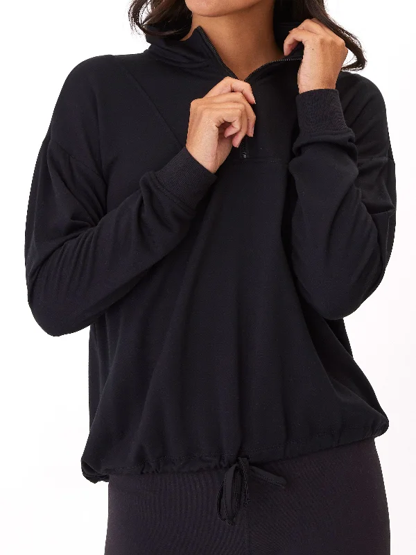 Nyla Feather Fleece Half Zip Pullover V-Neck Stylish Pullover