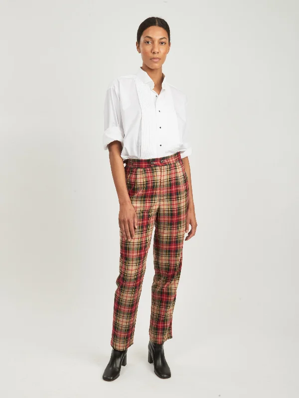 Red Truro Plaid Trouser Trousers Yoga Stretchy