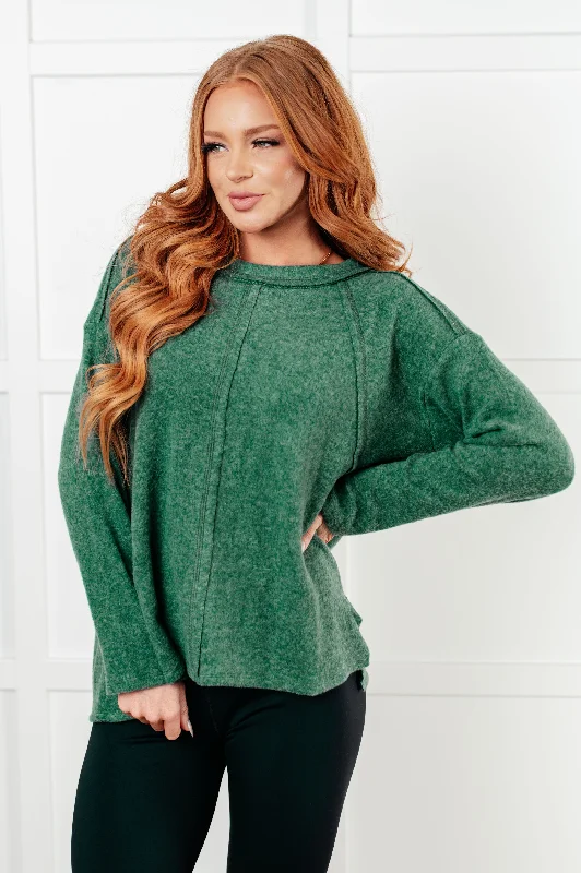Hazel Blues® | Simple Silhouette Brushed Hacci Sweater in Dark Green Velvet Chenille Corduroy Hazel Blues® | Simple Silhouette Brushed Hacci Sweater in Dark Green Velvet Chenille Corduroy