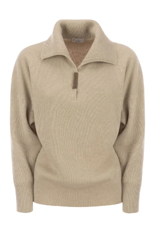 Cashmere sweater with shining detail Slim Fit Regular Fit Oversized