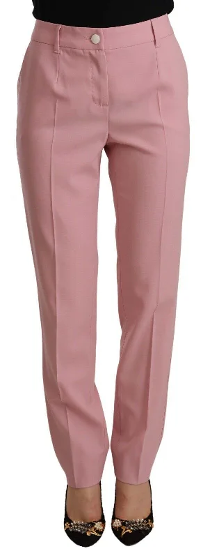 Dolce & Gabbana Elegant Pink High-Waisted Women's Trousers Trousers Striped Patterned Dolce & Gabbana Elegant Pink High-Waisted Women's Trousers Trousers Striped Patterned