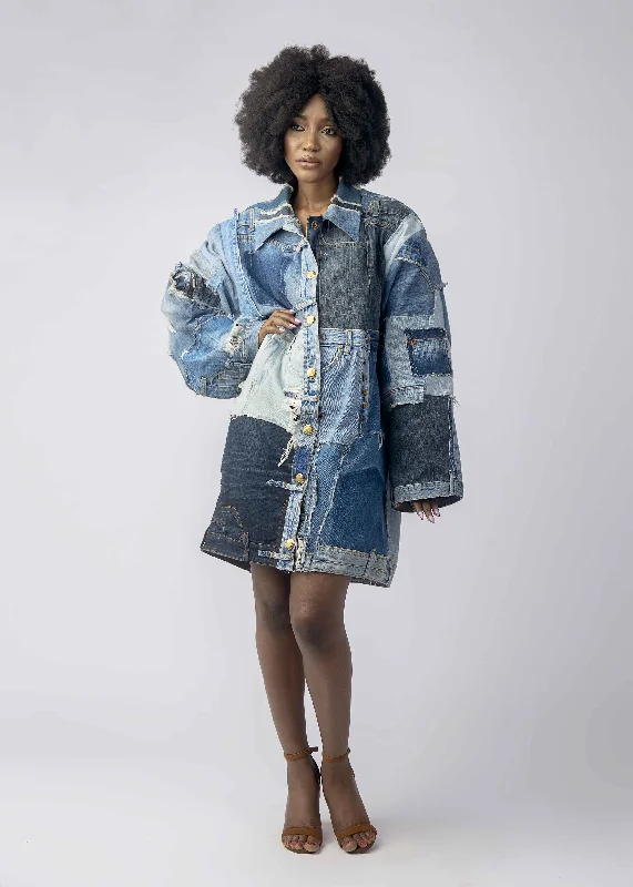 Odeneho Long Sleeve Patch Jacket Zippered Front Buttoned Front Snap Front