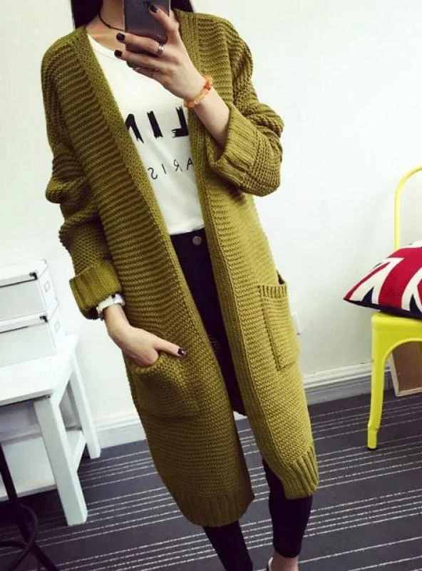 LONG SWEATER CARDIGAN FASHION AUTUMN WINTER LONG SLEEVE Striped Floral Plaid