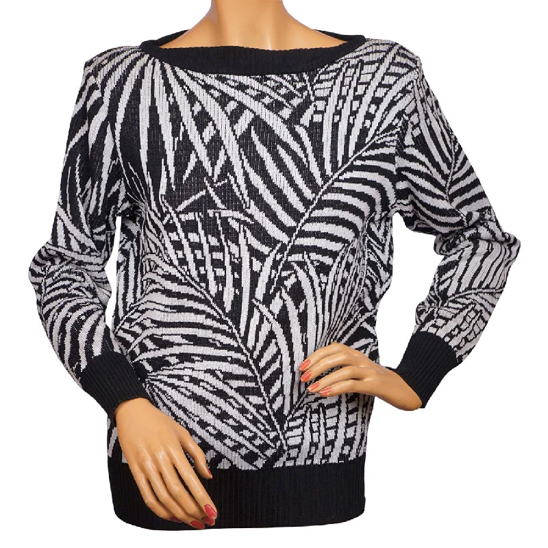 Vintage 1980s Yves Saint Laurent Sweater Rive Gauche Paris B&W Cotton Ladies 36 Houndstooth Herringbone Solid Vintage 1980s Yves Saint Laurent Sweater Rive Gauche Paris B&W Cotton Ladies 36 Houndstooth Herringbone Solid