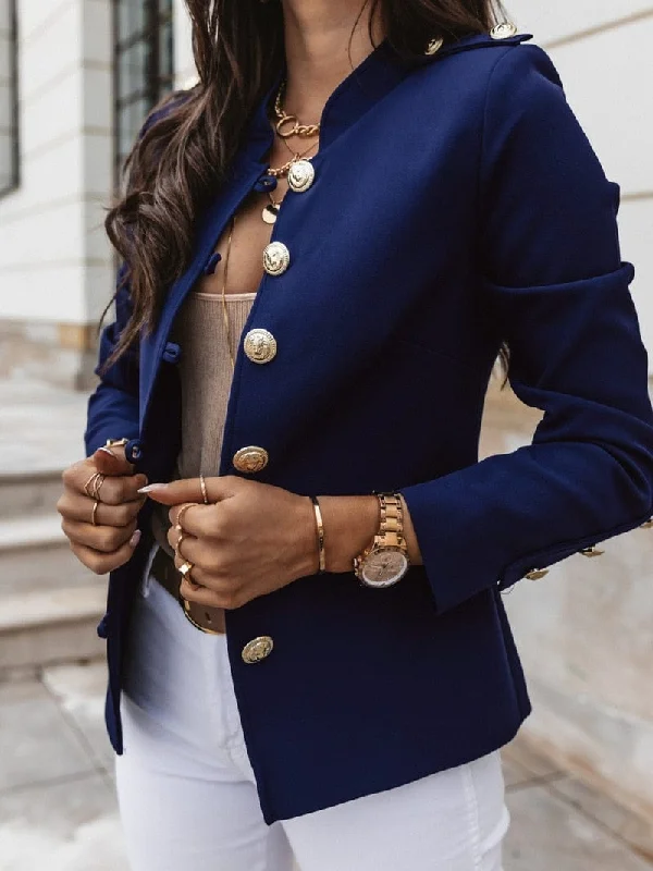 New Fashion Stand Collar Blazers Women Solid Colors Single Breasted Office Jacket 2023 Long Sleeve Multi Button Slim Work Blazer Cardigan Sweater Pullover New Fashion Stand Collar Blazers Women Solid Colors Single Breasted Office Jacket 2023 Long Sleeve Multi Button Slim Work Blazer Cardigan Sweater Pullover