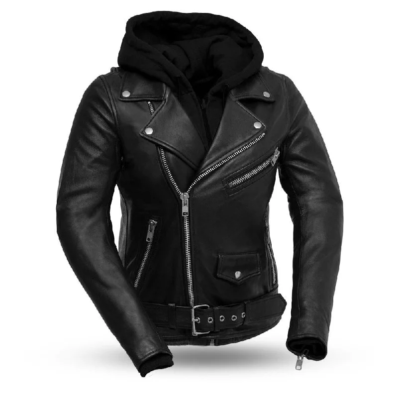 Ladies Leather Motorcycle Jacket ( RYMAN ) FIL185SDMZ Bomber Jacket Anorak Windbreaker