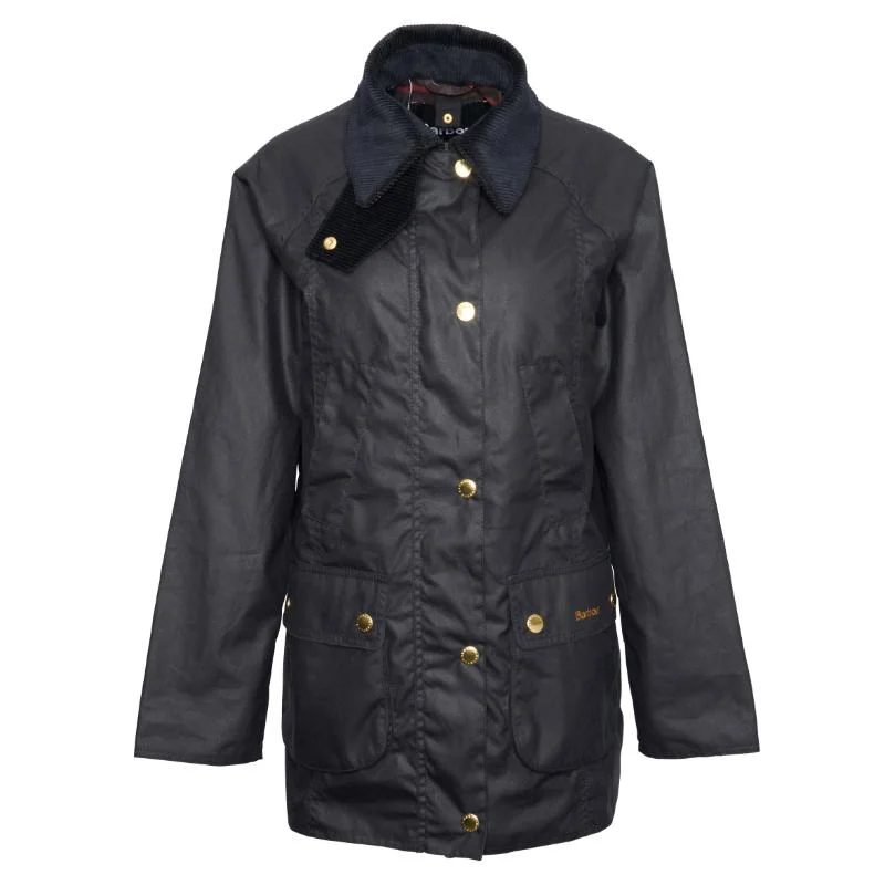 Barbour Modern Beadnell Ladies Wax Jacket - Navy/Classic Ribbed Jacket Pleated Jacket Ruffled Jacket Barbour Modern Beadnell Ladies Wax Jacket - Navy/Classic Ribbed Jacket Pleated Jacket Ruffled Jacket