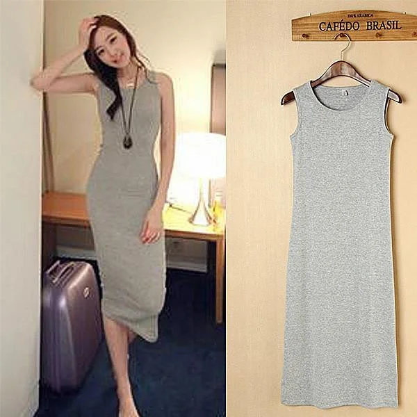 Women Sleeveless Spaghetti Strap Bodycon Bag Hip Slim Long Bottoming Dress vestidos