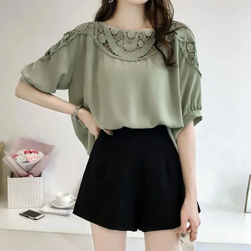 Fashion Spliced Ruffles Hollow Out Lantern Sleeve Blouse Women's Clothing Summer New Oversized Casual Pullovers Sweet Shirt S4603131 Open Neck Pullover Fashion Spliced Ruffles Hollow Out Lantern Sleeve Blouse Women's Clothing Summer New Oversized Casual Pullovers Sweet Shirt S4603131 Open Neck Pullover