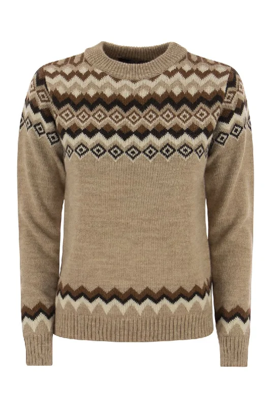 EDICOLA - Alpaca and wool jacquard sweater Handmade Hand-knitted Hand-woven